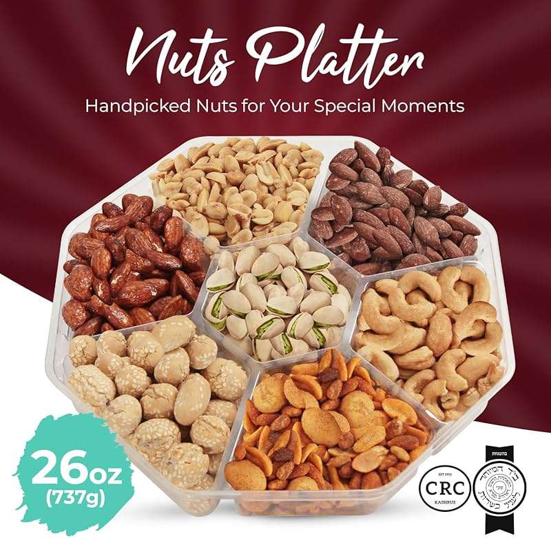 Fathers Day Nut Gift Baskets, 26oz Mixed Nut Gift Box of 7 Sectional Platter, Ideal Nut Assortment for Holidays, Birthdays, Celebrations, Anniversaries, Mens Gift Basket. - Image 3