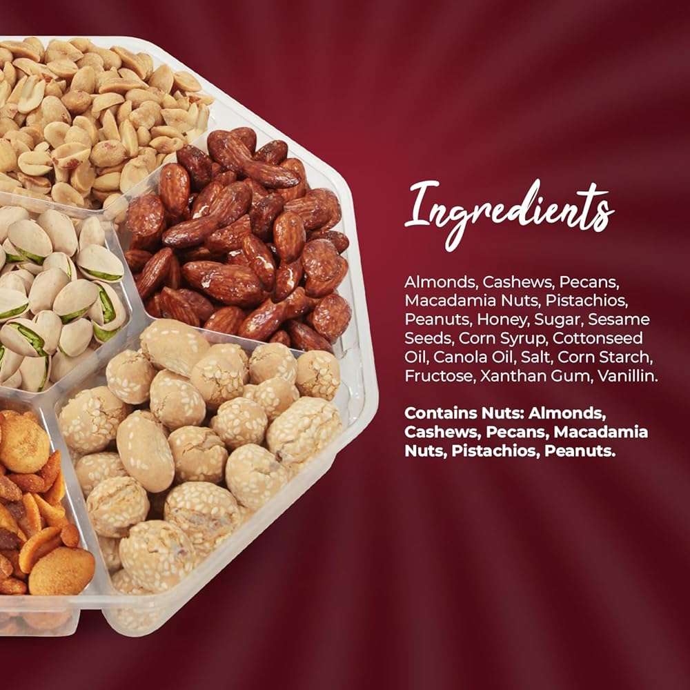 Fathers Day Nut Gift Baskets, 26oz Mixed Nut Gift Box of 7 Sectional Platter, Ideal Nut Assortment for Holidays, Birthdays, Celebrations, Anniversaries, Mens Gift Basket. - Image 4