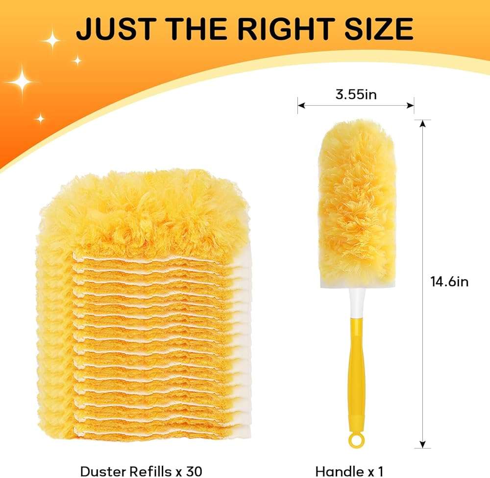 SetSail 30 Count Duster Refills for Swiffer Duster with 1 Handle Dusters for Cleaning Disposable Duster Refill Multi Surface 360 Duster Cleaner Kit for Ceiling Fan, Blind, Furniture - Image 2