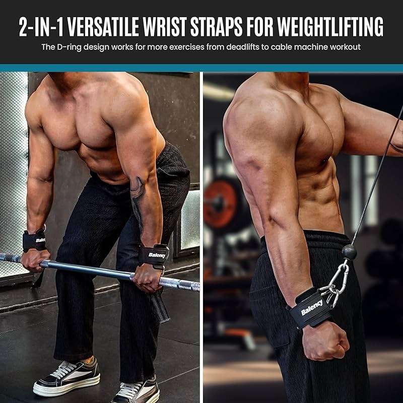 Weight Lifting Straps With D Rings, Padded Lifting Wrist Straps for Weightlifting, Non-Slip Gym Straps for Deadlift, Powerlifting, Cable Machine Workout, Lifting Strap for Gym Strength Training - Image 2