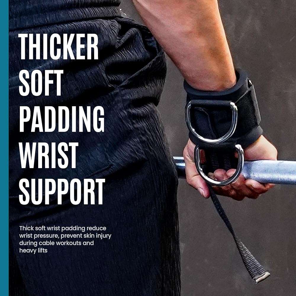 Weight Lifting Straps With D Rings, Padded Lifting Wrist Straps for Weightlifting, Non-Slip Gym Straps for Deadlift, Powerlifting, Cable Machine Workout, Lifting Strap for Gym Strength Training - Image 3