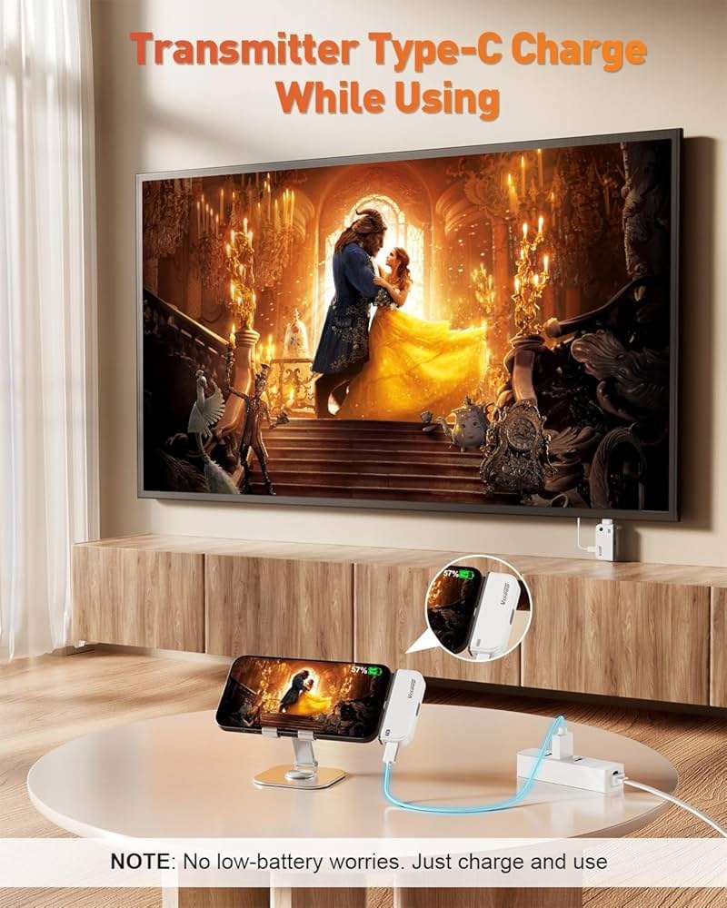 2026 Upgraded Type-C Wireless HDMI Transmitter & Receiver Kit 328FT/100M, 4K Input to 1080P@60Hz Output, Plug&Play, 5.8G+2.4G Video Audio from Phone/Tablet/Laptop/PC to Monitor/Projector/TV Box - Image 6