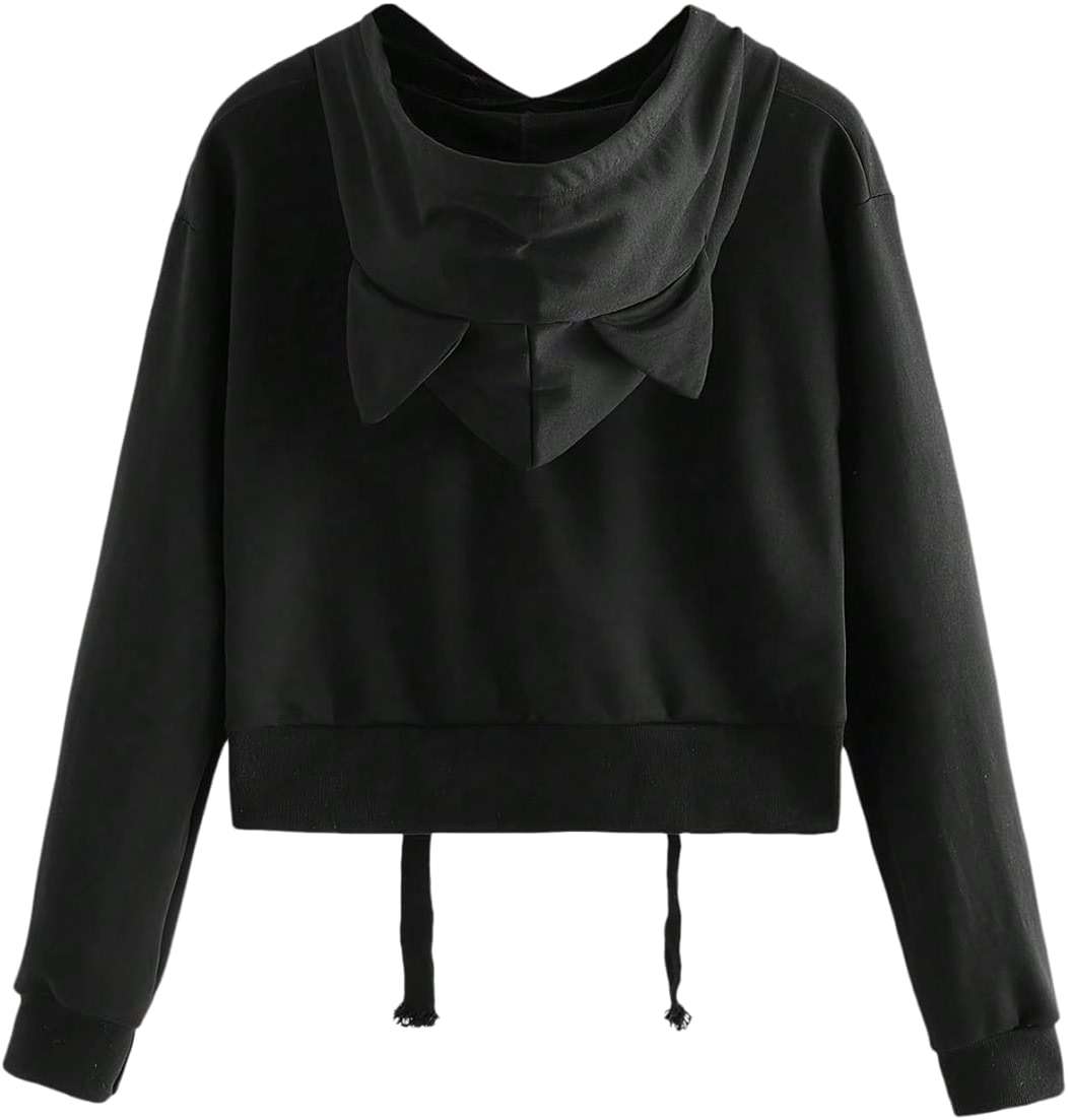 SHENHE Women's Cat Ear Hoodies Long Sleeve Pullover Sweatshirt Cute Crop Top - Image 1