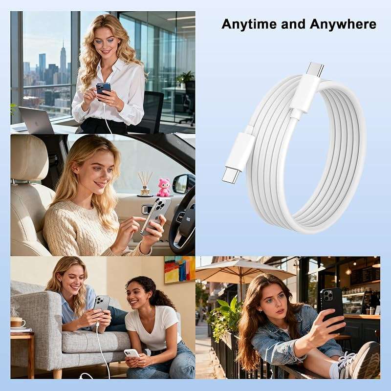 [Apple MFi Certified] USB C to USB C Charging Cable 10ft,60W iPhone 17 16 15 Charging Fast Charging Cord,Long Type C to C Fast Charging Cord for iPhone 17/17 Pro Max/17 Air/16/15/Pro/Plus,iPad - Image 5