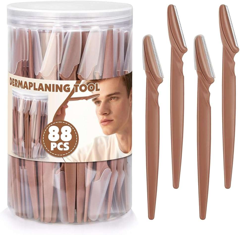Phyyixs 88 Pcs Terracotta Dermaplaning Tool & Face Razors for Women in Storage Jar – Aesthetic Eyebrow Razor for Women & Men, Precision Face Shaver with Safety Covers, Skincare Gift for Women - Image 1