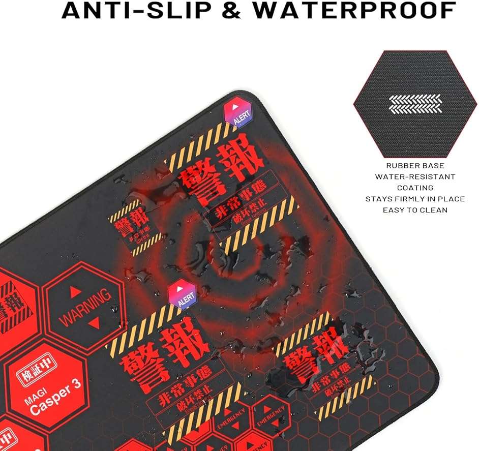 Mouse Pad, Neon Genesis Evangelion 'Alert' Design 35.4"x15.7" Big Mouse Pad - Featuring MAGI System & Emergency Warning Graphics for EVA Fans - Image 4