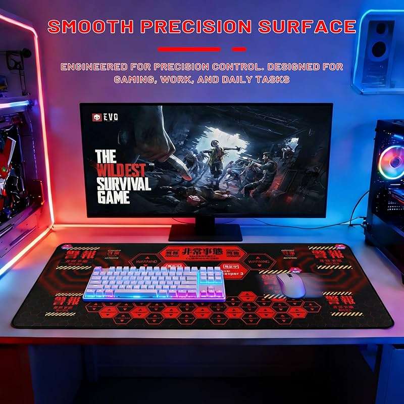 Mouse Pad, Neon Genesis Evangelion 'Alert' Design 35.4"x15.7" Big Mouse Pad - Featuring MAGI System & Emergency Warning Graphics for EVA Fans - Image 5