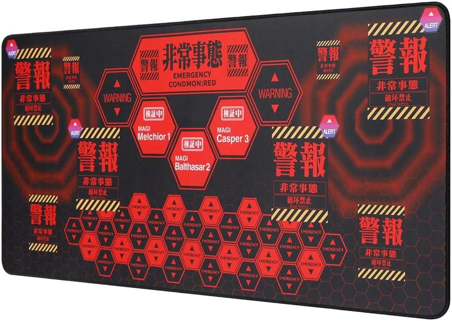 Mouse Pad, Neon Genesis Evangelion 'Alert' Design 35.4"x15.7" Big Mouse Pad - Featuring MAGI System & Emergency Warning Graphics for EVA Fans - Image 9