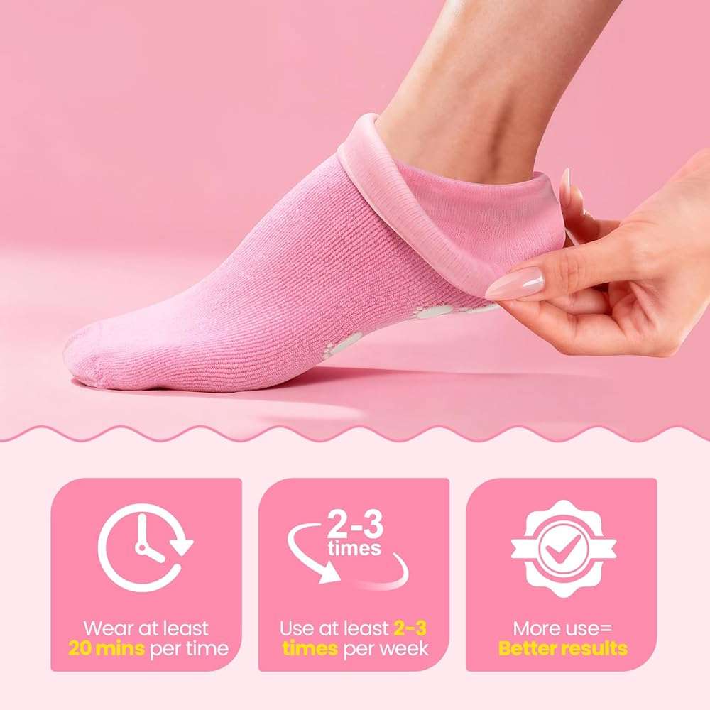 Silicone Moisturizing Socks with Foot Cream- 2 in 1 Gel Socks & Foot Cream for Dry Feet, Foot Care Moisturizing Socks for Dry Cracked Feet Women - Image 3