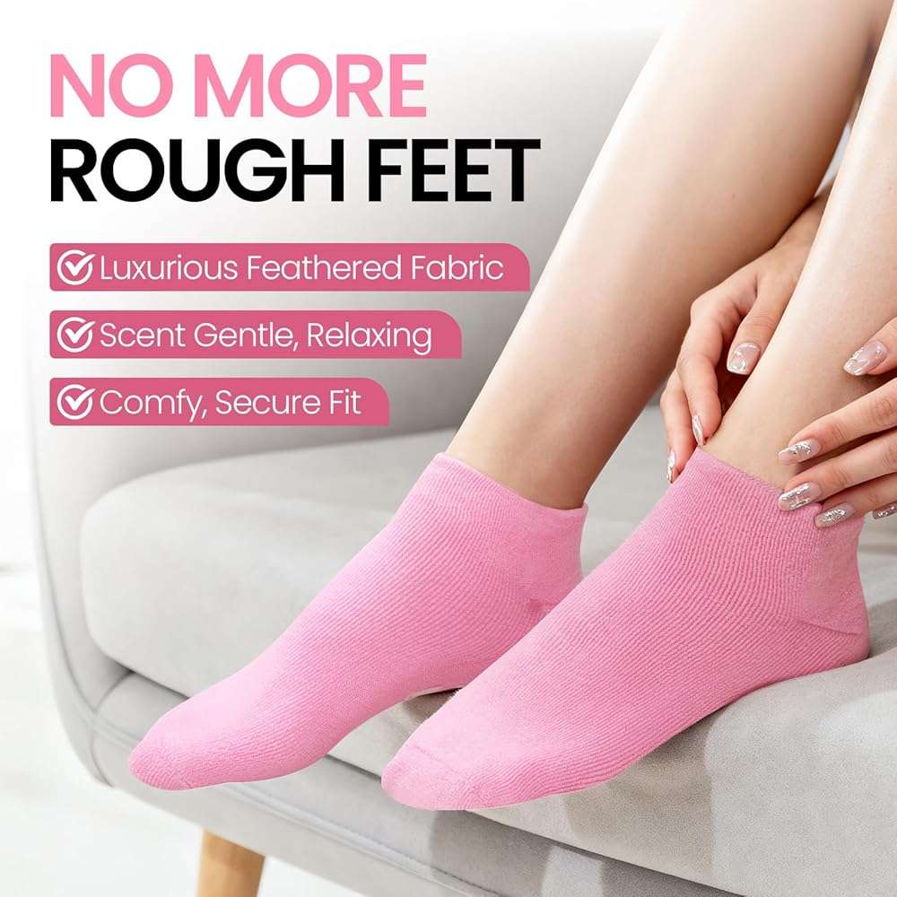 Silicone Moisturizing Socks with Foot Cream- 2 in 1 Gel Socks & Foot Cream for Dry Feet, Foot Care Moisturizing Socks for Dry Cracked Feet Women - Image 6