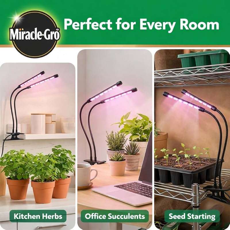 Miracle-Gro, Grow Light for Indoor Plants - 10W LED, Flexible 2-Head, Selectable Spectrum for Indoor Plants, Seeds, Herbs, Flowers, Plug-in Anywhere for Any Plant - Image 5