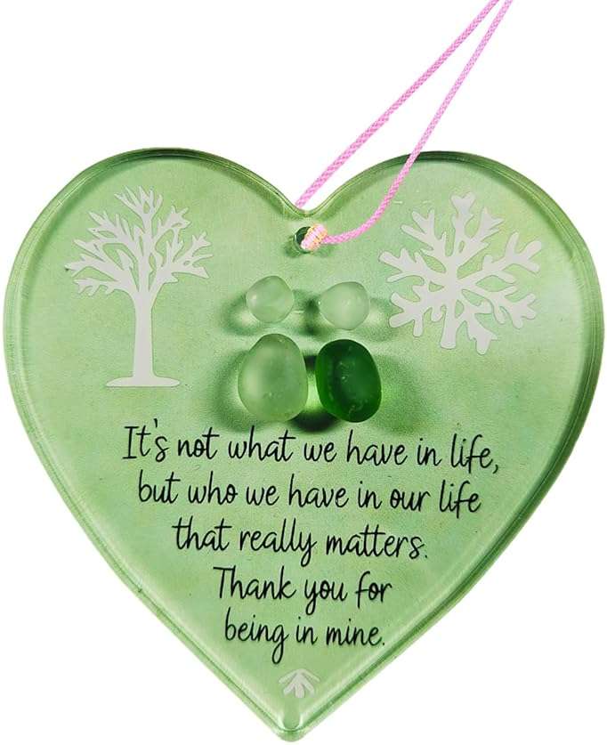 Heart-Shaped Ornaments Sea Glass Pendant - Elegant Sea Glass Ornaments for Holiday Decor, Handcrafted Artisan Jewelry, for Loved Ones, Unique Charm Design (style3) - Image 1