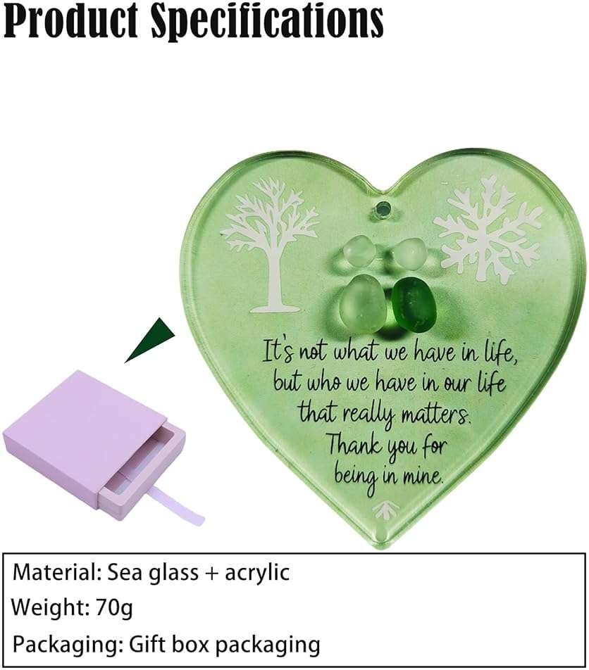 Heart-Shaped Ornaments Sea Glass Pendant - Elegant Sea Glass Ornaments for Holiday Decor, Handcrafted Artisan Jewelry, for Loved Ones, Unique Charm Design (style3) - Image 5