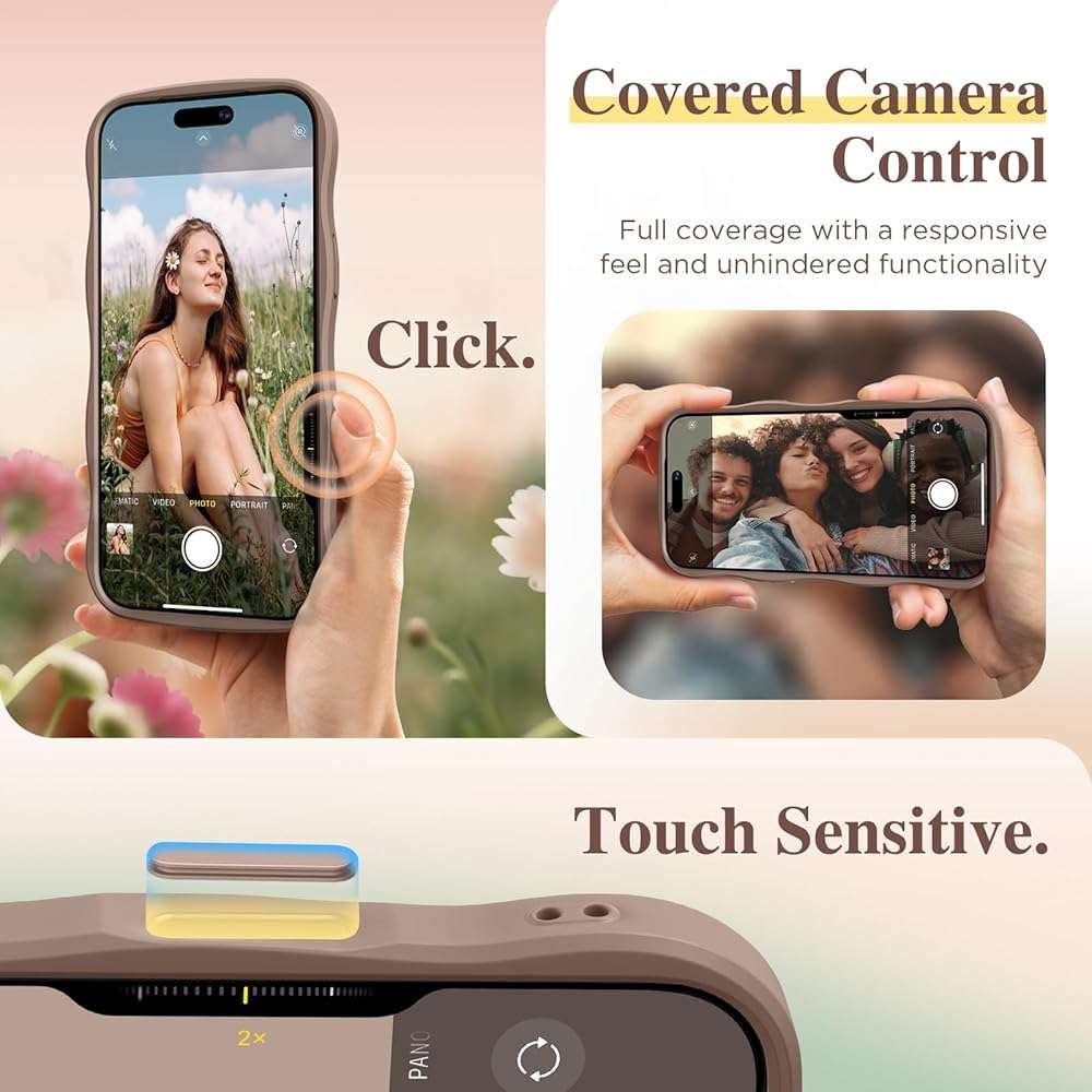 GVIEWIN for iPhone 17 Pro Max Case Compatible with MagSafe [Curly Wave Edge][Full Camera Protection] Floral Translucent Shockproof Magnetic Women Phone Case for 17 Pro Max, Floratopia/Brown - Image 5