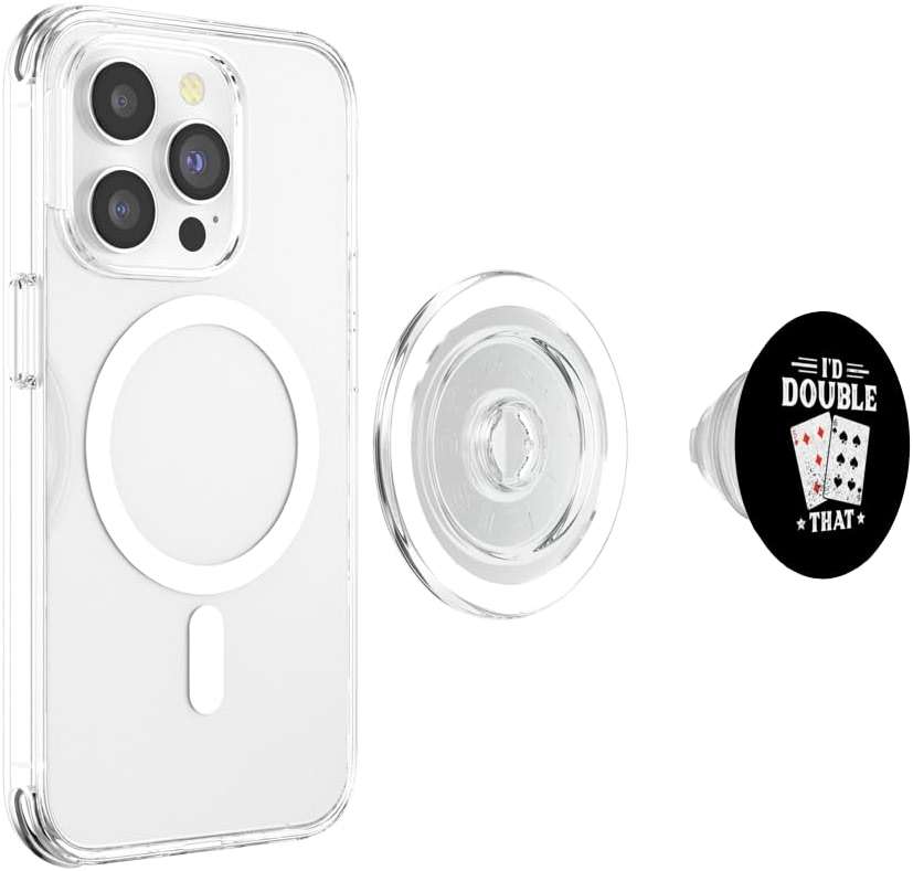 Double Down Blackjack Funny Blackjack Gambling 21 Blackjack PopSockets PopGrip for MagSafe - Image 3