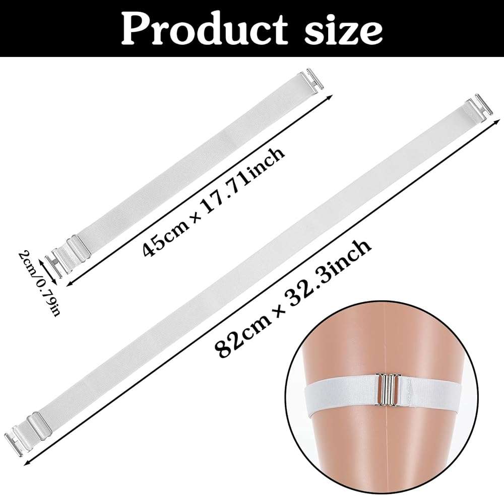 Elegaperma 2 Pairs Leg Garters for Thigh,Black and White Adjustable Garter Belt,Elastic Thigh Garters for Women,Adjustable Stockings Garter with Buckle for Thighs High Socks for Parties and Daily Wear - Image 3