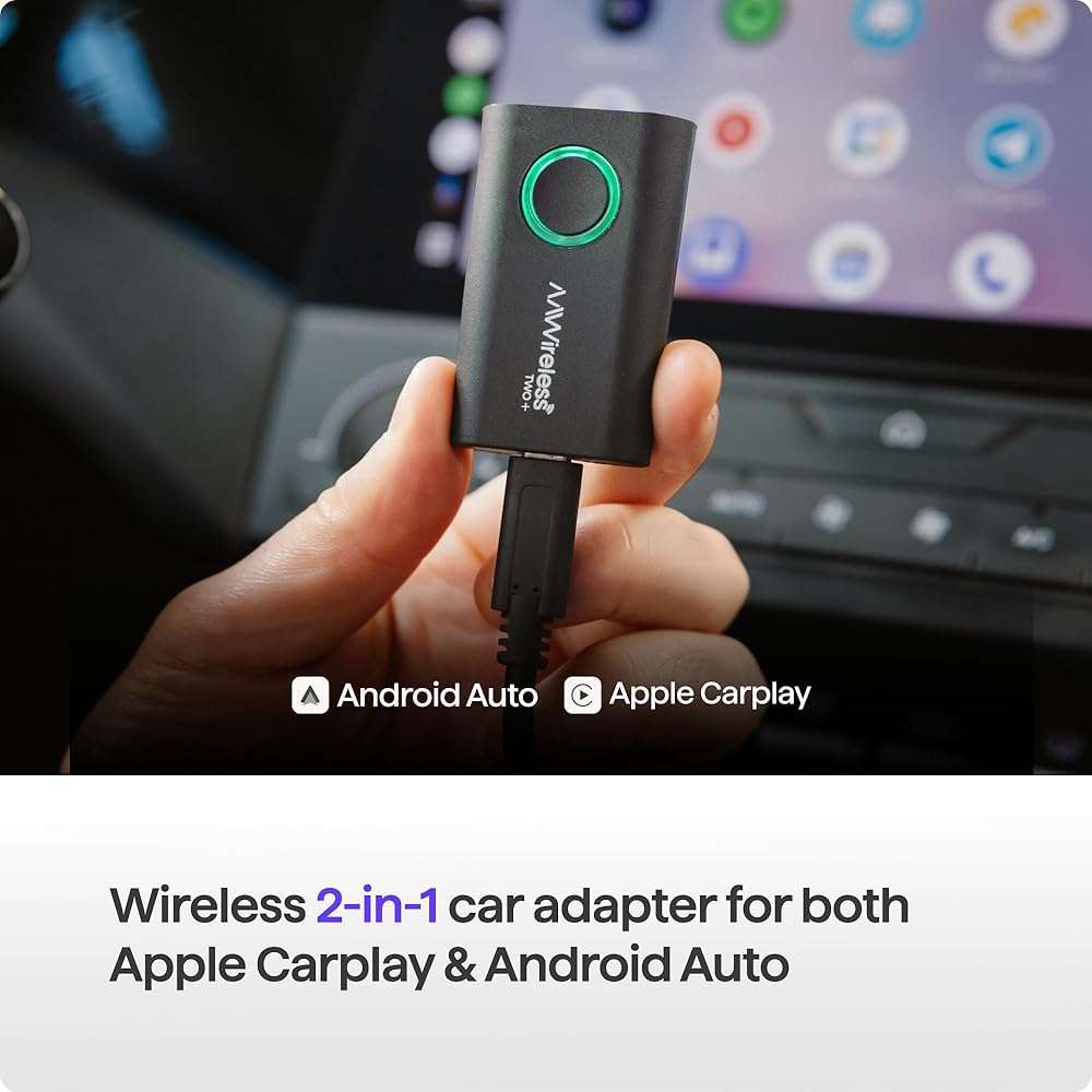 AAWireless TWO+ Compatible with Android Auto & Apple Carplay 2-in-1 Wireless Adapter | Wireless Connection via Bluetooth & WiFi | iPhone X+ & Android 11+ | Multifunctional Button | Made in Europe - Image 6