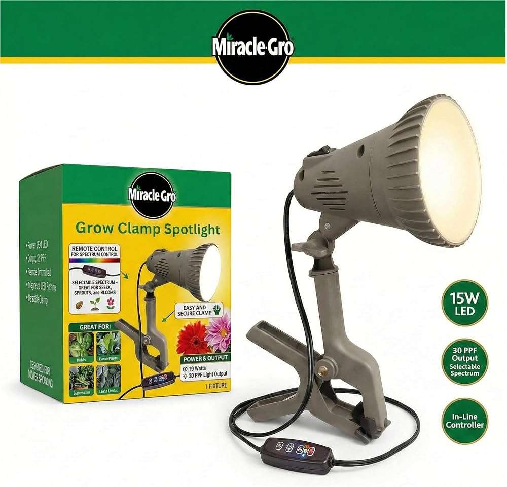 Miracle-Gro Indoor Grow Light Clamp Spotlight with Controller | Full Spectrum 15W LED for Plants, Grow Lights for Indoor Plants, LED Grow Lights - Image 4