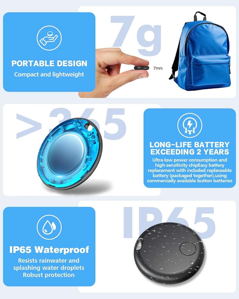 Air Tags for Android,Air Tags-4 Pack Android,Air Tracker Tags with 4 Case,2 Year Battery Life,Google & Apple Find Trackers for Google'S Find Hub App & Apple Find My,IP65 Waterproof Luggage Tracker - Image 4
