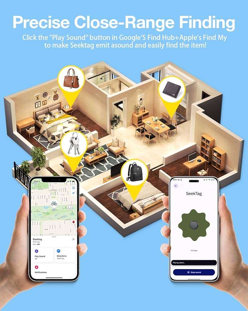 Air Tags for Android,Air Tags-4 Pack Android,Air Tracker Tags with 4 Case,2 Year Battery Life,Google & Apple Find Trackers for Google'S Find Hub App & Apple Find My,IP65 Waterproof Luggage Tracker - Image 5