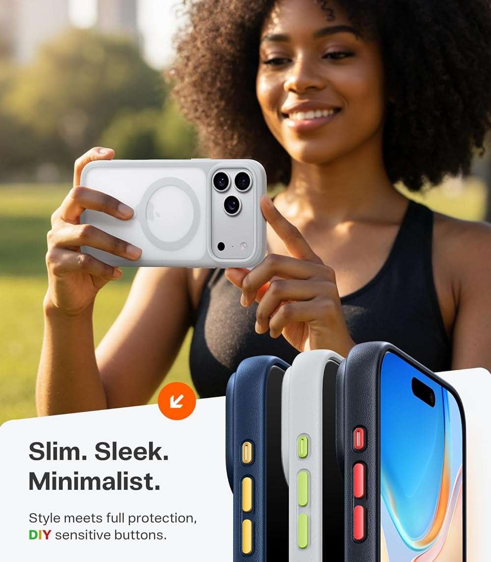 TORRAS Stronger Magnetic & Shockproof for iPhone 17 Pro Max Case, Fit for MagSafe, Military Grade Drop Protection, Camera Control, DIY Button, Slim for iPhone 17 Pro Max Case Translucent Silver - Image 6