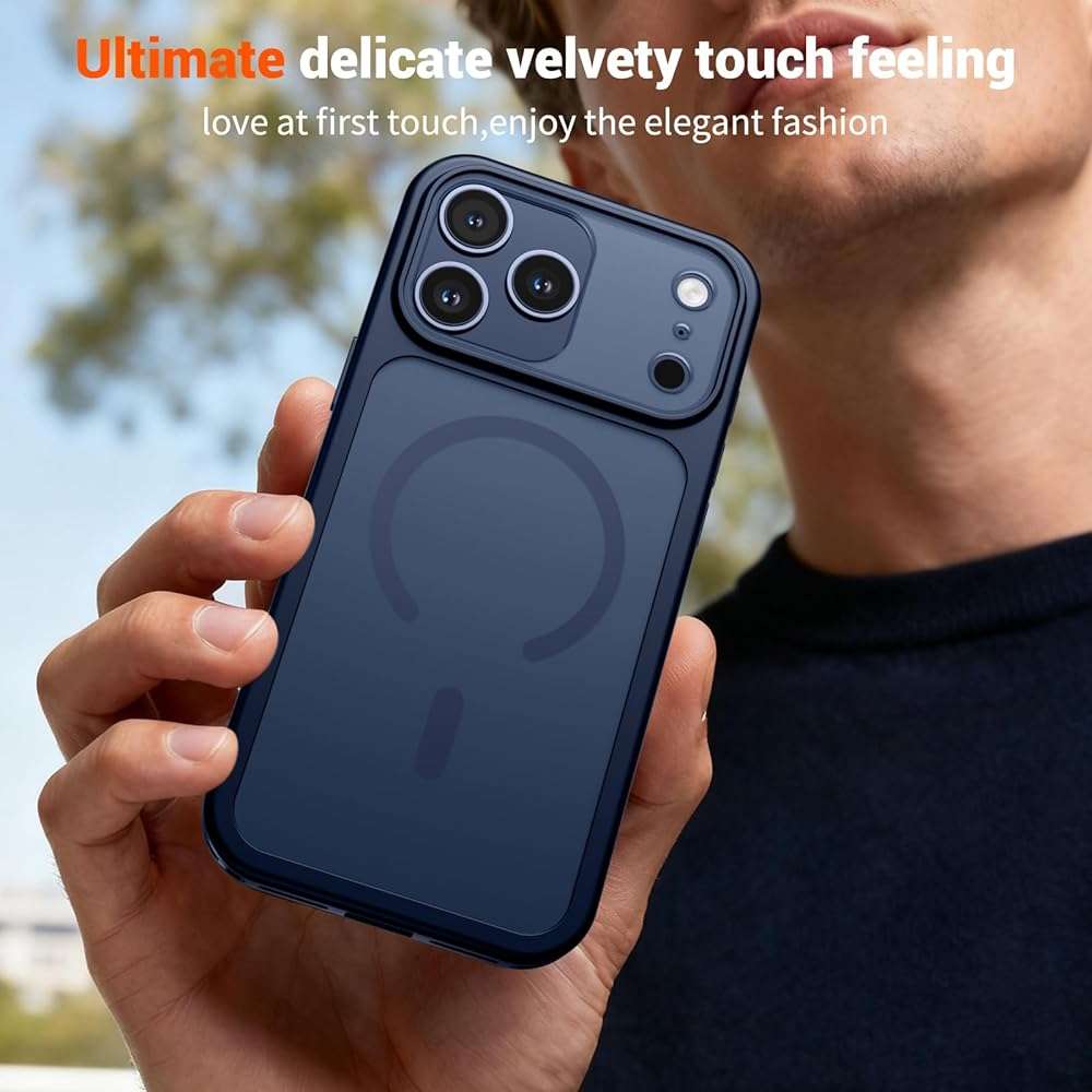 SUPFINE Magnetic for iPhone 17 Pro Max Case (Compatible with MagSafe)(Military Grade Drop Protection)(Camera Protection) Translucent Matte Shockproof Phone Cover,Dark Blue - Image 7