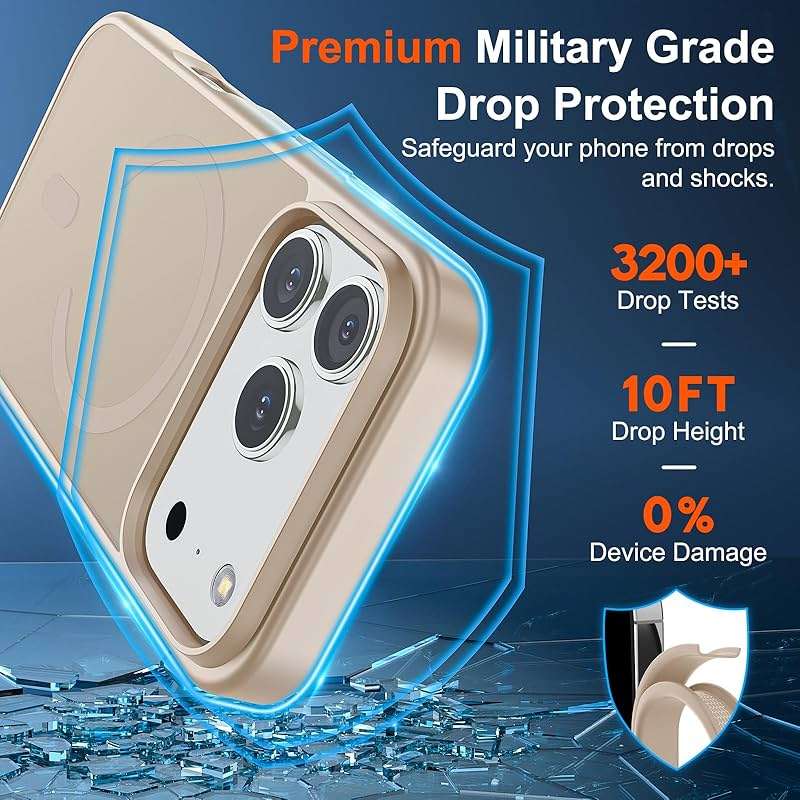 SUPFINE Magnetic for iPhone 17 Pro Max Case (Compatible with MagSafe)(Military Grade Drop Protection) Translucent Matte Shockproof with Anti-Fingerprint Phone Cover,Desert Gold - Image 3