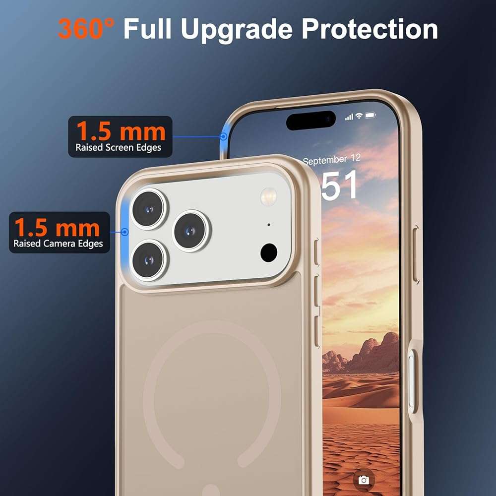SUPFINE Magnetic for iPhone 17 Pro Max Case (Compatible with MagSafe)(Military Grade Drop Protection) Translucent Matte Shockproof with Anti-Fingerprint Phone Cover,Desert Gold - Image 4