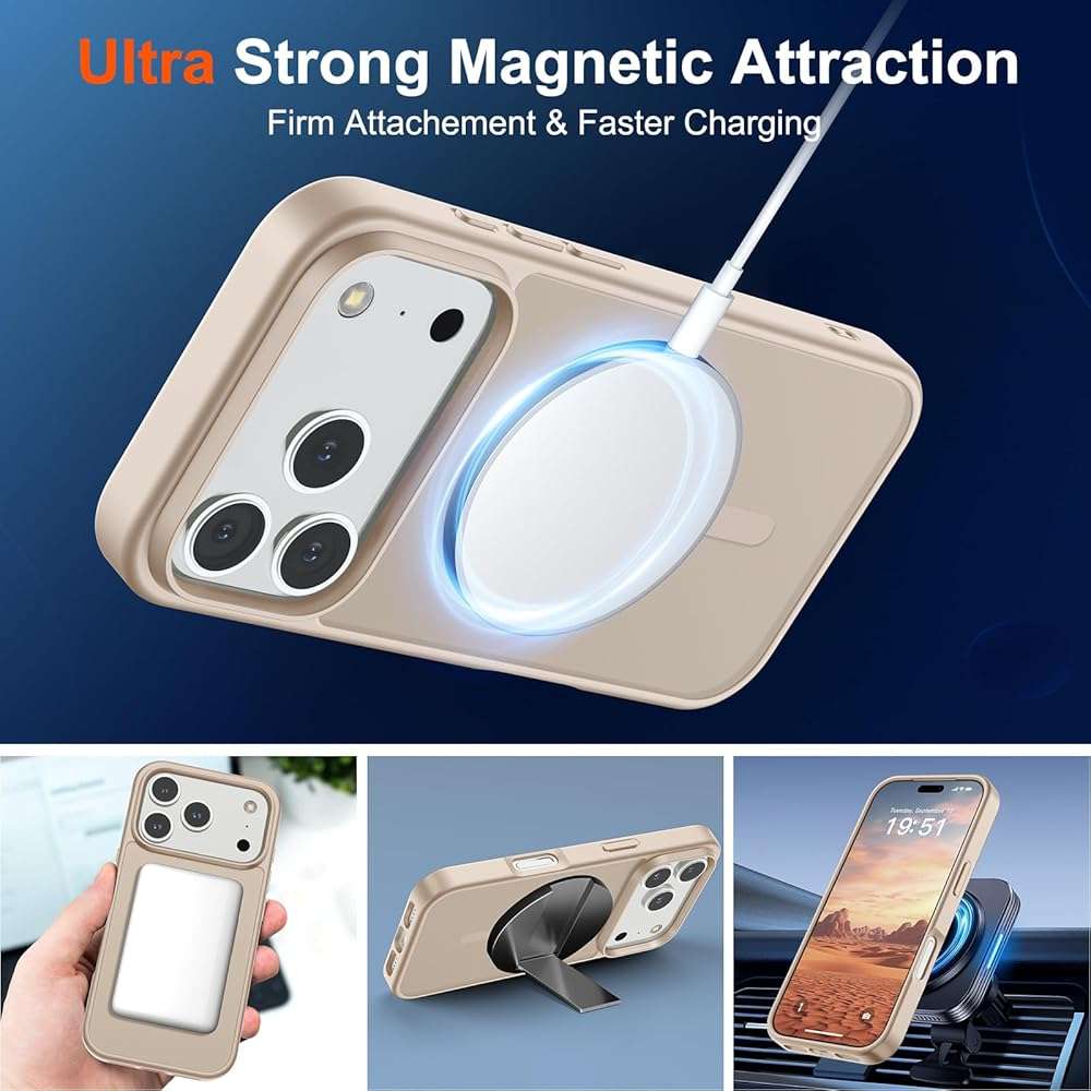 SUPFINE Magnetic for iPhone 17 Pro Max Case (Compatible with MagSafe)(Military Grade Drop Protection) Translucent Matte Shockproof with Anti-Fingerprint Phone Cover,Desert Gold - Image 5
