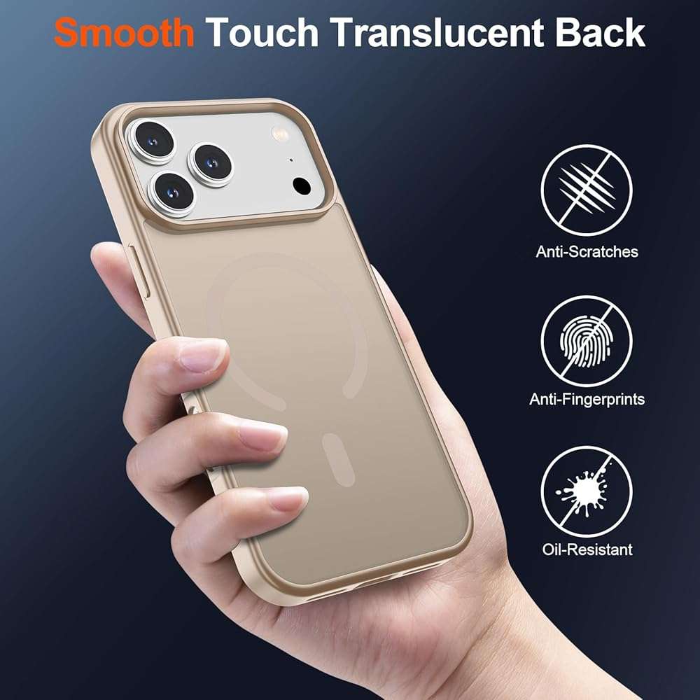 SUPFINE Magnetic for iPhone 17 Pro Max Case (Compatible with MagSafe)(Military Grade Drop Protection) Translucent Matte Shockproof with Anti-Fingerprint Phone Cover,Desert Gold - Image 6
