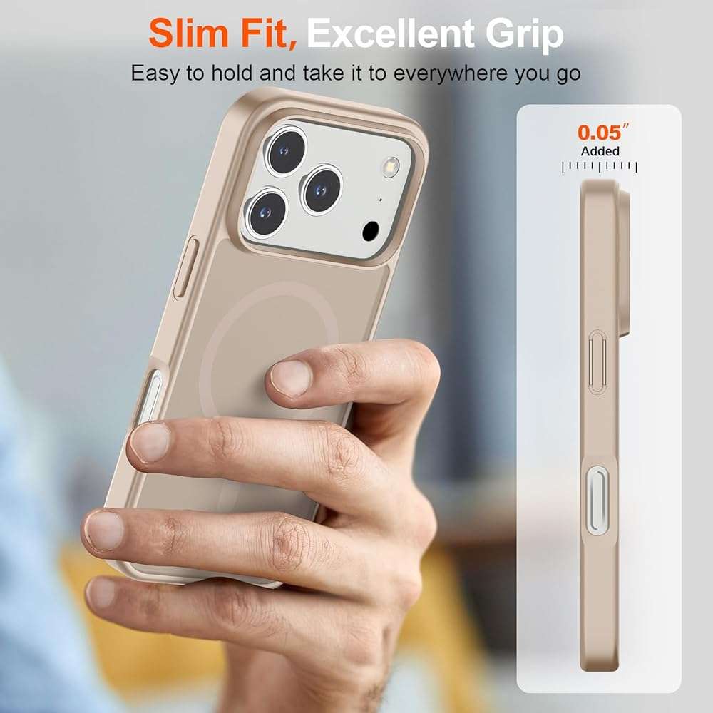 SUPFINE Magnetic for iPhone 17 Pro Max Case (Compatible with MagSafe)(Military Grade Drop Protection) Translucent Matte Shockproof with Anti-Fingerprint Phone Cover,Desert Gold - Image 7