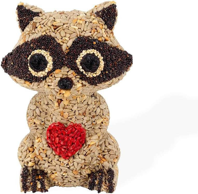 Birdzy Handmade Wild Bird Feeder, Raccoon Shaped Edible Seed Cake with Premium Nuts Mix, 7.5 x 4.5 Inches, Weather Resistant Outdoor Garden Decor, Ready to Hang - Image 3
