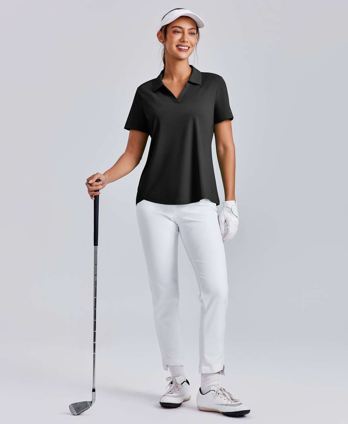 PINSPARK Womens Golf Shirt Short Sleeve Polo Shirts UPF 50+ Tennis Top V-Neck Workout Tops Collared Activewear T-Shirts - Image 3
