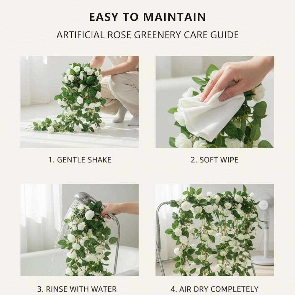 Dronside Artificial Flowers Realistic Roses for Decoration, 2Pcs Fake Hanging Roses Plants UV & Fading Resistant for Wedding Party Office Living Room Garden Indoor Outdoor Décor - Image 6