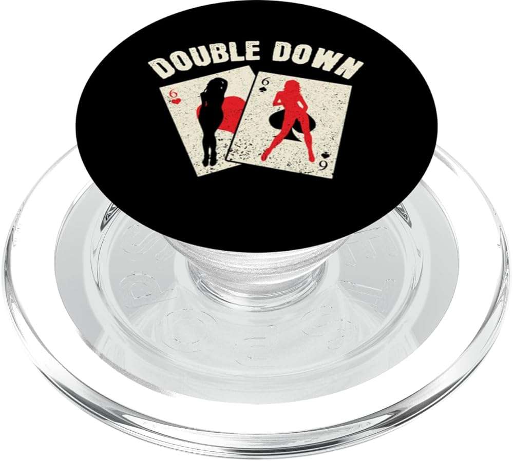 Double Down Funny Blackjack Casino Gambling 21 Blackjack PopSockets PopGrip for MagSafe - Image 1