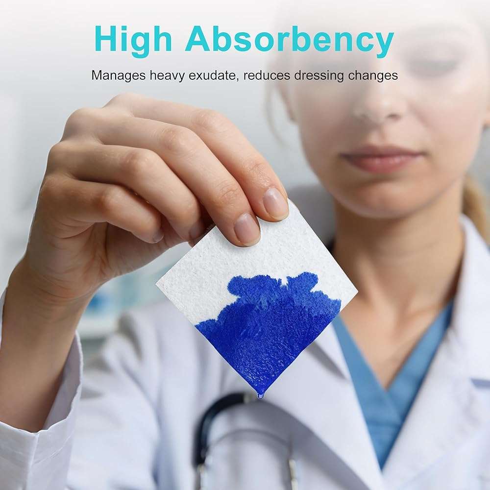 Calcium Alginate Wound Dressing, 2x2 Inch Gauze Pads (7 Count) | Highly Absorbent Gel-Forming Dressing for Exuding Wounds | Non-Adherent - Image 4