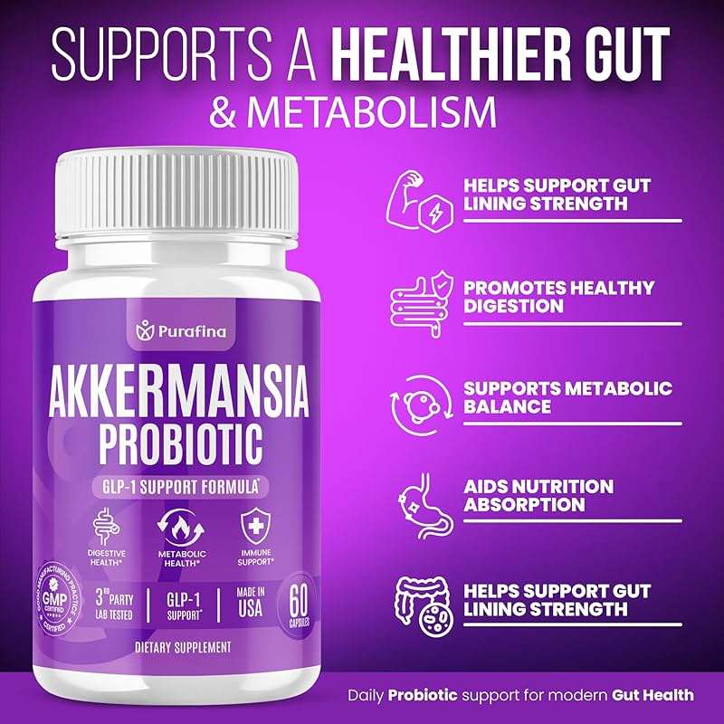 Akkermansia Probiotic with Prebiotic Chicory Inulin for Increased GLP-1 Support, Akkermansia Muciniphila Probiotic Supplement Delayed Release, Gut Health & Digestive Support USA Made (60 Capsules) - Image 2