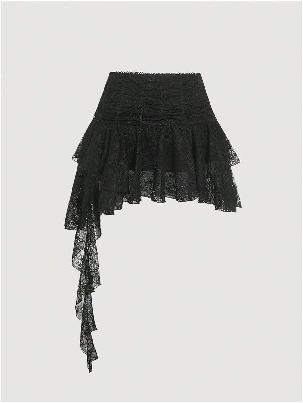 SweatyRocks Women's Y2K Lace Flowy Mini Skirt Skort Ruffle Floral Gothic Rave Asymmetrical Skirts with Shorts - Image 2