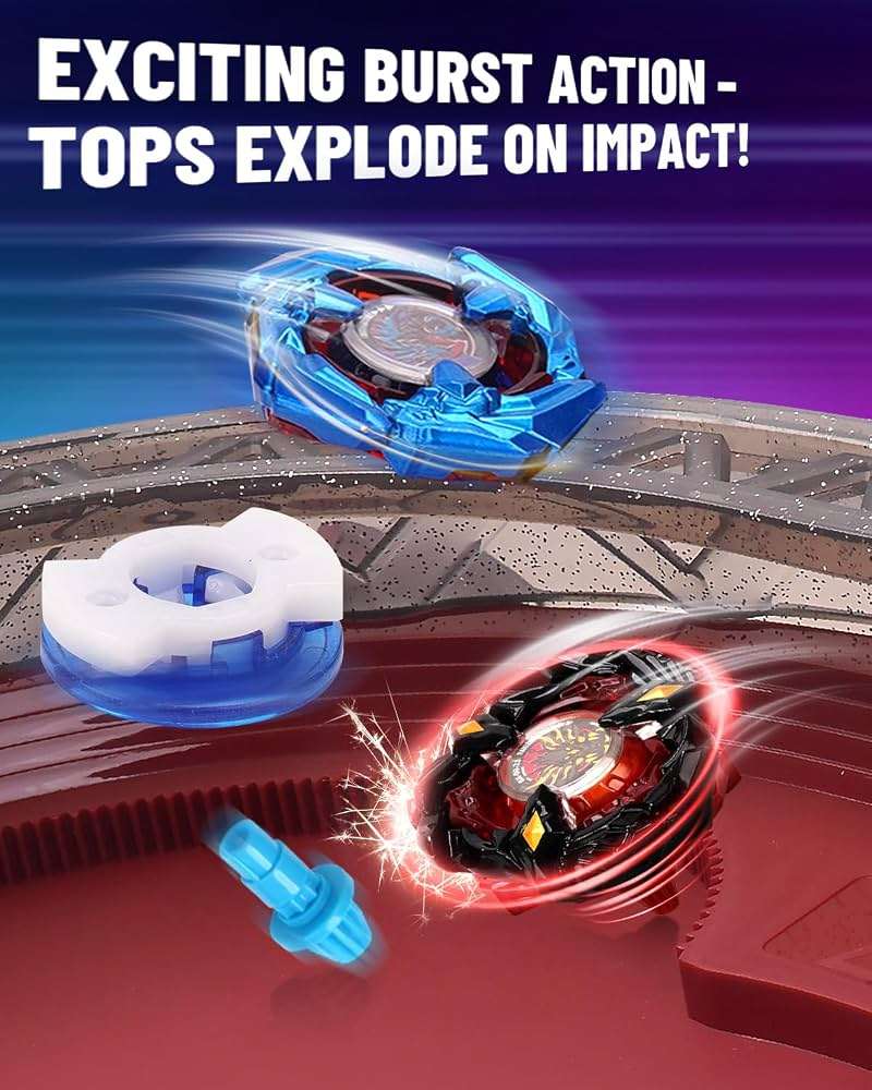 BGOVTAPO X Stadium Starter Kit - with 12 X Tops, 3 Launchers & Arena for Battle, Ultimate Competitive Spin Top Battle Set, Gift for Kids, Boys, Girls Ages 6+ - Image 4