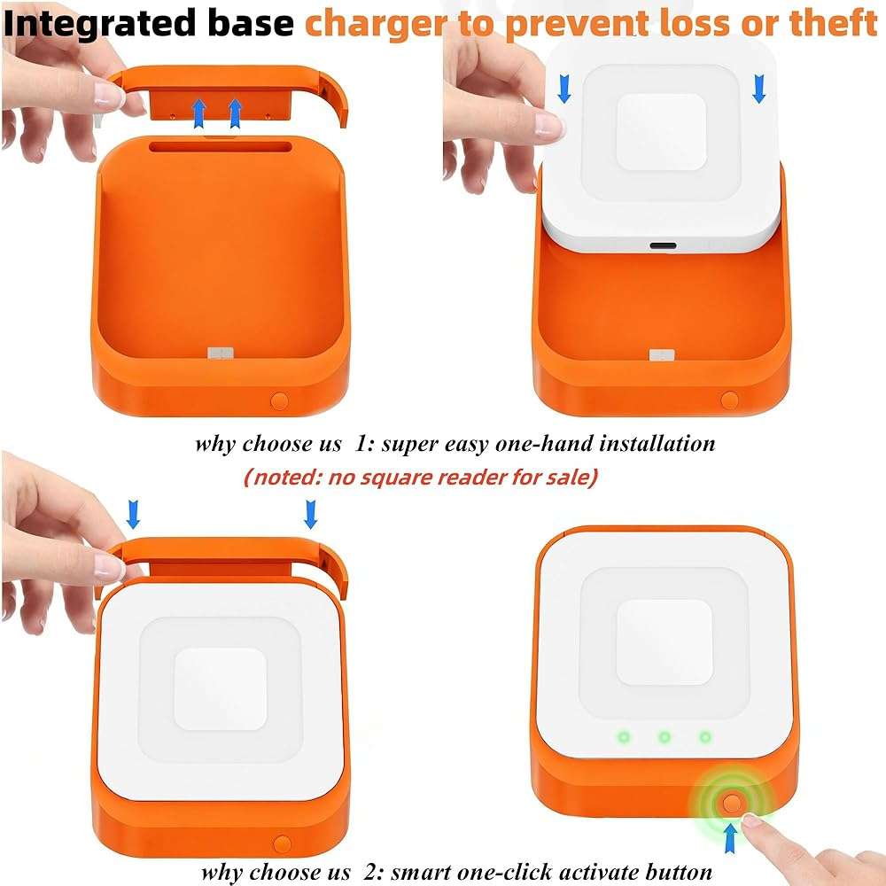 Square Dock for Square Reader 2nd Generation, Holder Stand for Square Card Reader 2nd Generation, Smart Anti-Sleep Button Portable Anti-Slip (Cable and Wall Charger Included, No Reader - Image 3