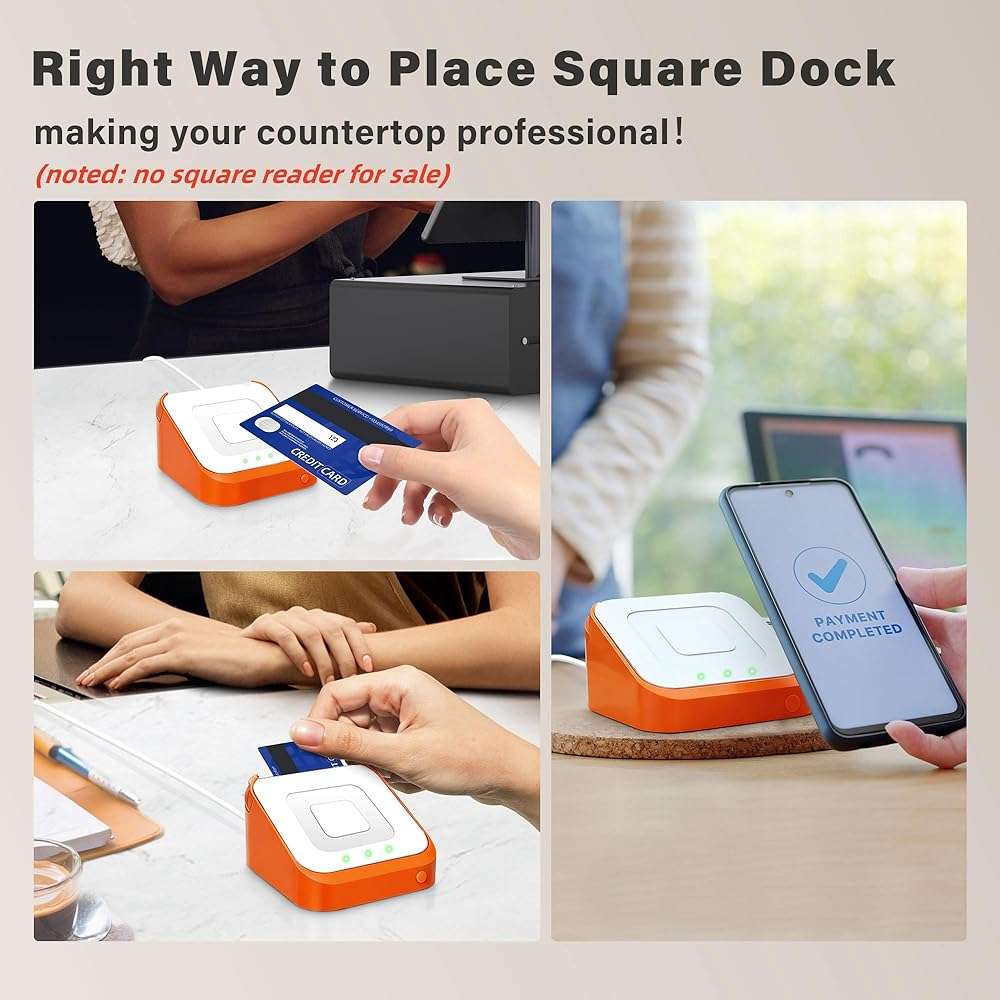 Square Dock for Square Reader 2nd Generation, Holder Stand for Square Card Reader 2nd Generation, Smart Anti-Sleep Button Portable Anti-Slip (Cable and Wall Charger Included, No Reader - Image 7
