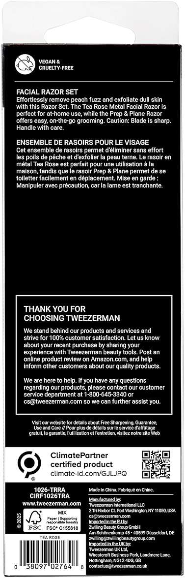 Tweezerman Tea Rose Prep and Plane Facial Razor Set - Image 9