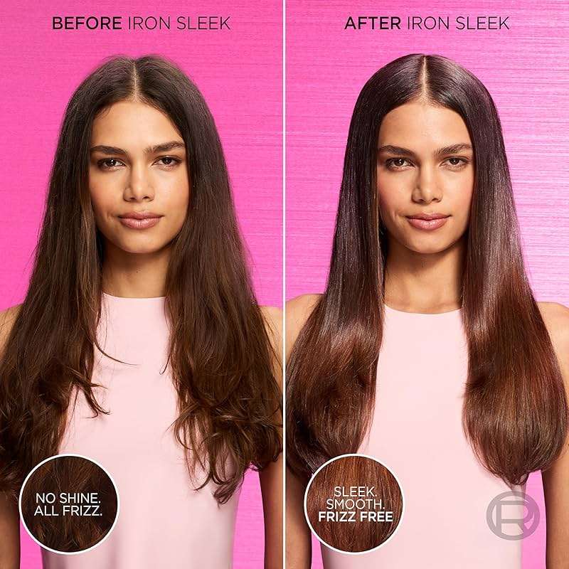 L'Oreal Paris Sulfate Free Iron Sleek Smoothing Shampoo and Conditioner Set, Frizz Control and Humidity-Resistant Formula with Alpha-Acids, Suitable for Color-Treated Hair, EverPure, 13.6 Fl Oz Set - Image 2