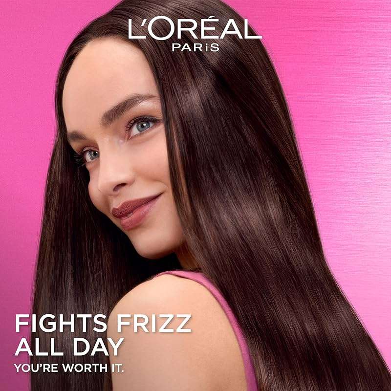 L'Oreal Paris Sulfate Free Iron Sleek Smoothing Shampoo and Conditioner Set, Frizz Control and Humidity-Resistant Formula with Alpha-Acids, Suitable for Color-Treated Hair, EverPure, 13.6 Fl Oz Set - Image 4