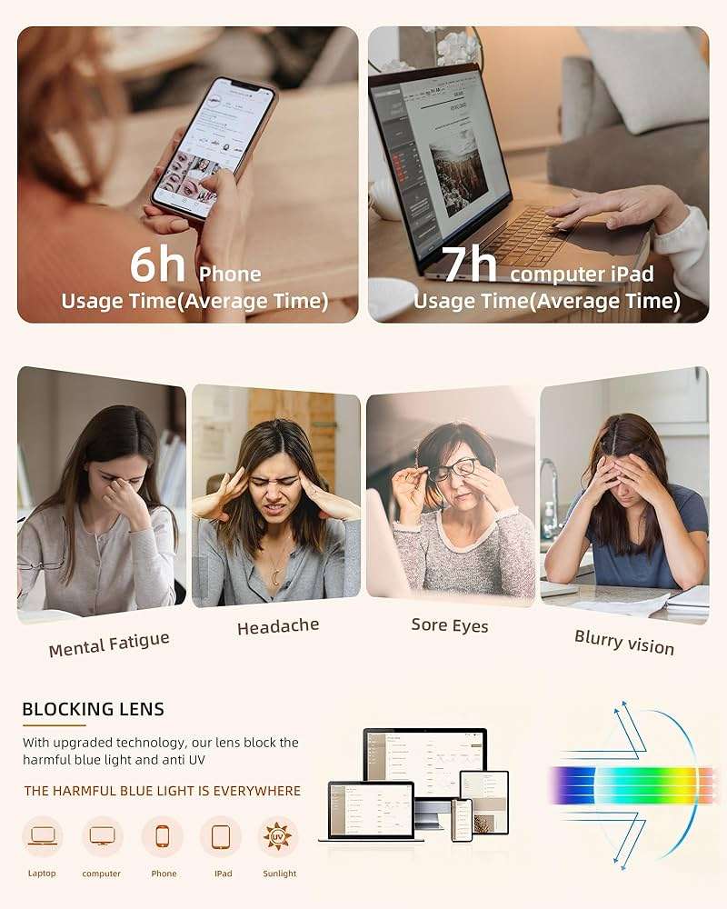 JOLISU 5 Pack Reading Glasses For Women,Blue Light Blocking Computer Reader Spring Hinge Eyeglasses - Image 5