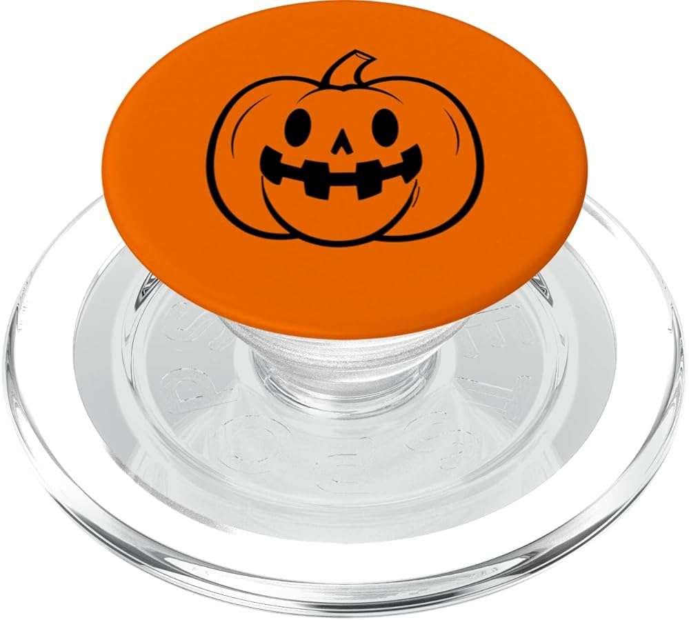 Black Jack-O-Lantern Halloween Pumpkin Spooky Fun PopSockets PopGrip for MagSafe - Image 1