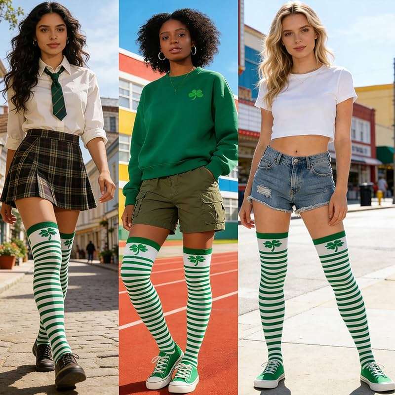 CLeemuziN Women Over the Knee Thigh High Socks 26.5 Inches Funny Festive Socks Novelty Gifts Size 4-8 - Image 2