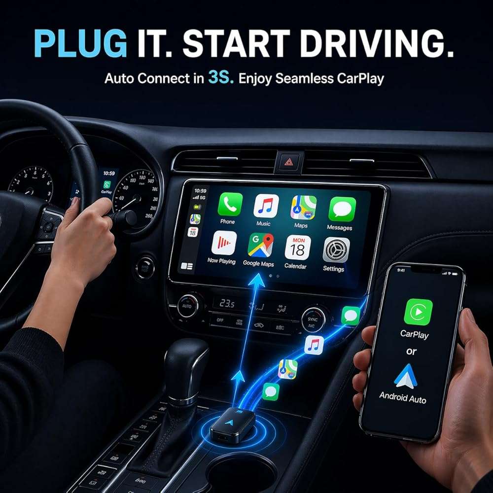 ZOUHOE Wireless CarPlay Adapter– Android Auto Wireless Adapter, 5.8GHz Wi-Fi Plug & Play,Mini and Stable iOS 10+/Android 10+, Fast Auto-Connect for Cars 2016+ (1Pcs) - Image 4