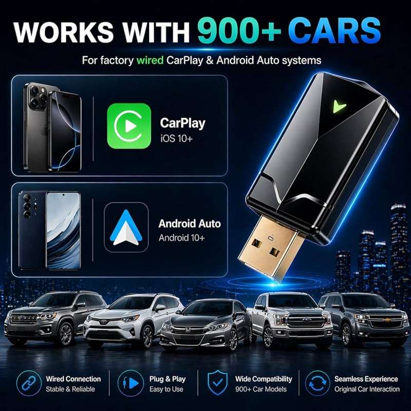 ZOUHOE Wireless CarPlay Adapter– Android Auto Wireless Adapter, 5.8GHz Wi-Fi Plug & Play,Mini and Stable iOS 10+/Android 10+, Fast Auto-Connect for Cars 2016+ (1Pcs) - Image 8