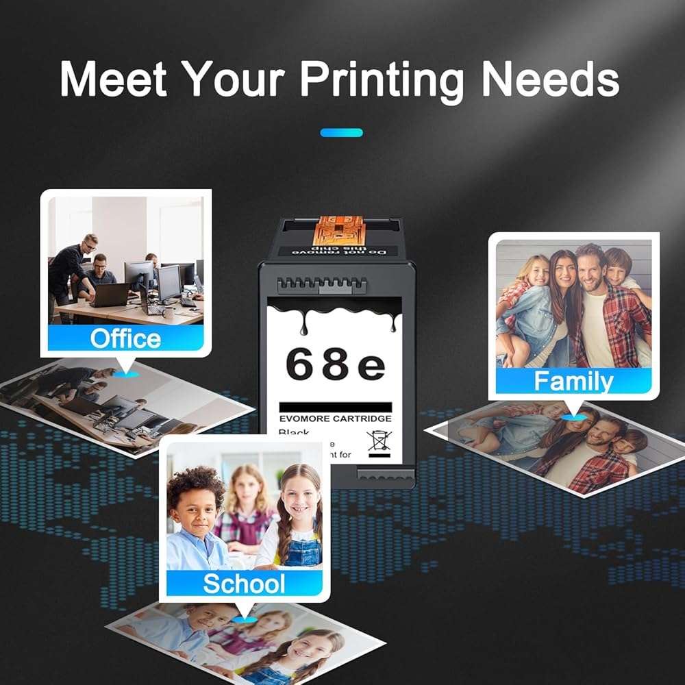 INSMAX 68XL Black Ink Cartridge Replacement for HP Ink 68 68XL 68e Ink Works for Envy 6100e 6552e 6555e 6558e 6155e 6152e Printer (1 Black) - Image 4